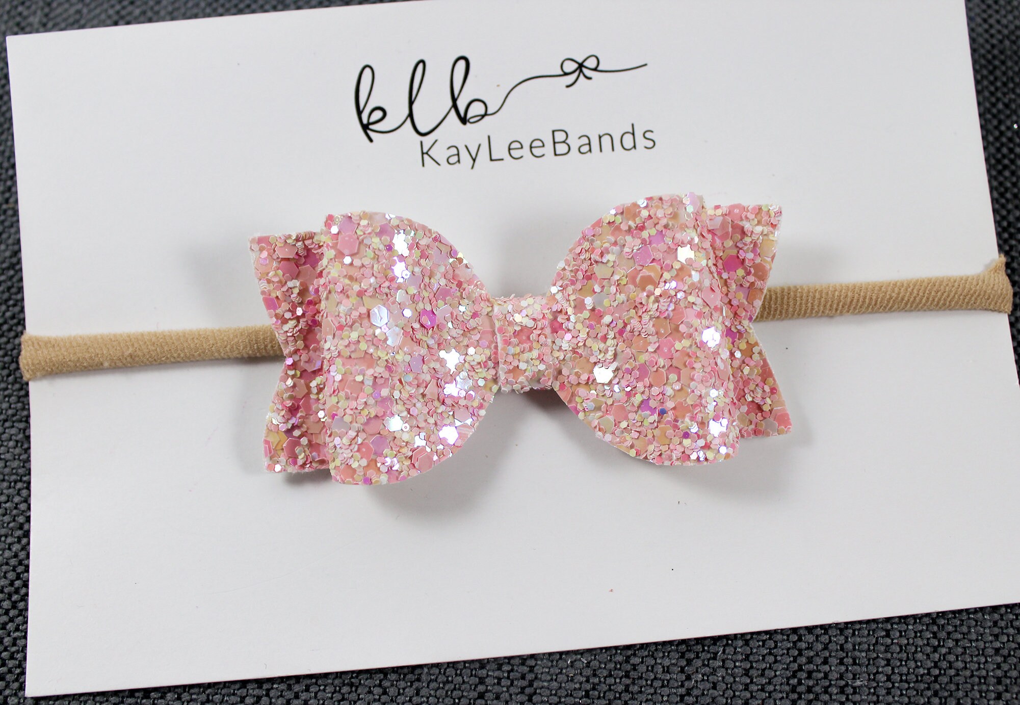 Nylon Baby Headband Pink Bow Headband Glitter Bow Headband Etsy