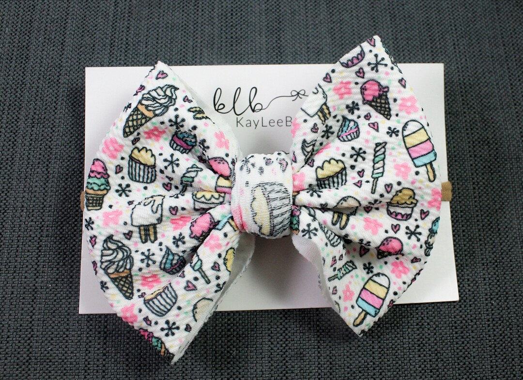 Ice Cream Hair Bow Birthday Headband Oversized Hair Bow Etsy