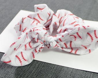 Bow Scunchies - Baseball Scrunchie - Sports Hair Ties - Sports Team Gift - Knot Scrunchie - Modern Scrunchie