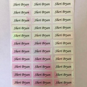 78 Personalize Waterproof Pink iridescent Name Label Stickers