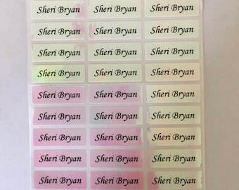 78 Personalize Waterproof Pink iridescent Name Label Stickers
