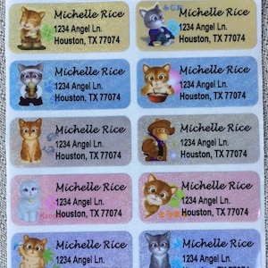 48 Personalize Shimmer Kittens Cat Return Address Label