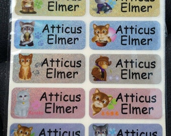 56 Large Personalize Kids School Shimmer/Glitter Name stickers / Name labels / Name tags / Personalize party favor