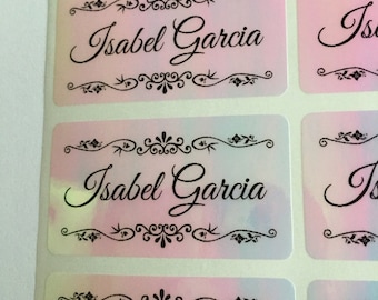 60 Custom Personalize Iridescent Waterpoof Product Shop Labels Stickers