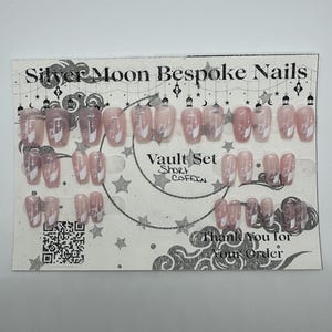 Pale Rose French Tip Press-on nails with Unique Scroll Design