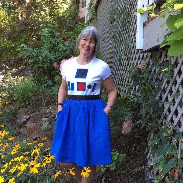 R2D2-inspired T-Shirt Dress for Women--sizes S, M, L, XL