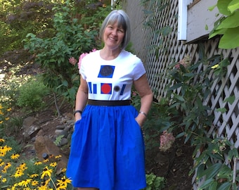 R2D2-inspired T-Shirt Dress for Women--sizes S, M, L, XL