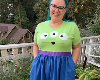 Toy Story Alien-inspired Comfy T-shirt Dress for Women, Sizes S, M