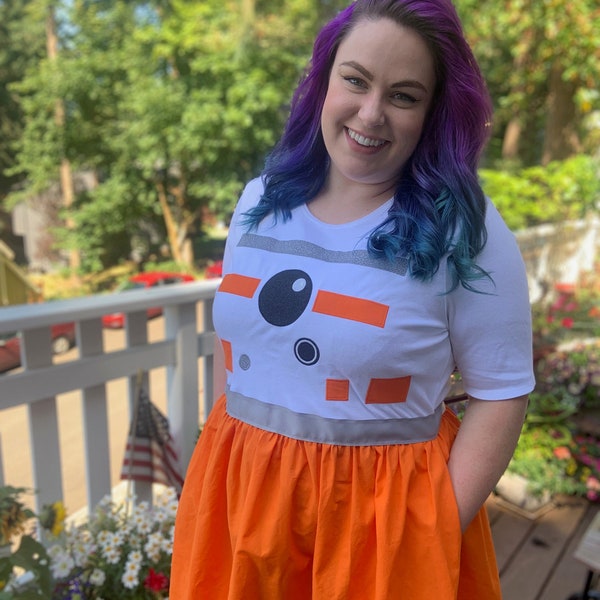 BB-8 Inspired Comfy T-Shirt Dress for Women, sizes S, M, L, XL, XXL