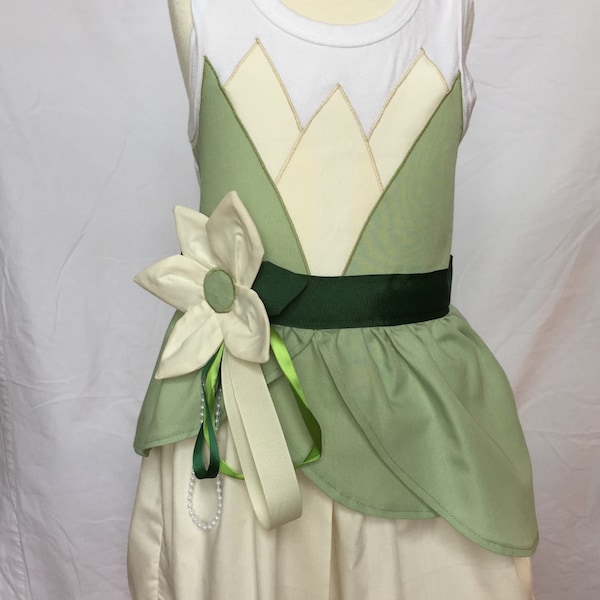 Tiana from the Princess and the Frog-inspired Tank Top Dress, size 2, 3, 4, 5, 6/6x, 7/8