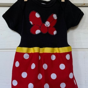 Minnie Mouse-inspired Baby Bodysuit, sizes newborn, 0-3 months, 3-6 months, 6-12 months
