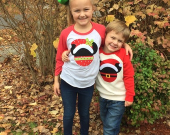 Santa Mickey or Minnie- inspired Sweatshirt or Baseball Jersey for kids