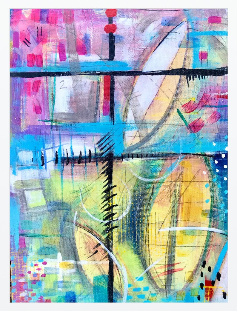 Abstract Painting on Canvas Panel Ready Made Size 9 X Etsy