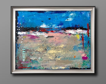 Winter in Woodboro abstract schilderij, kleine canvaskunst (8 x 10)