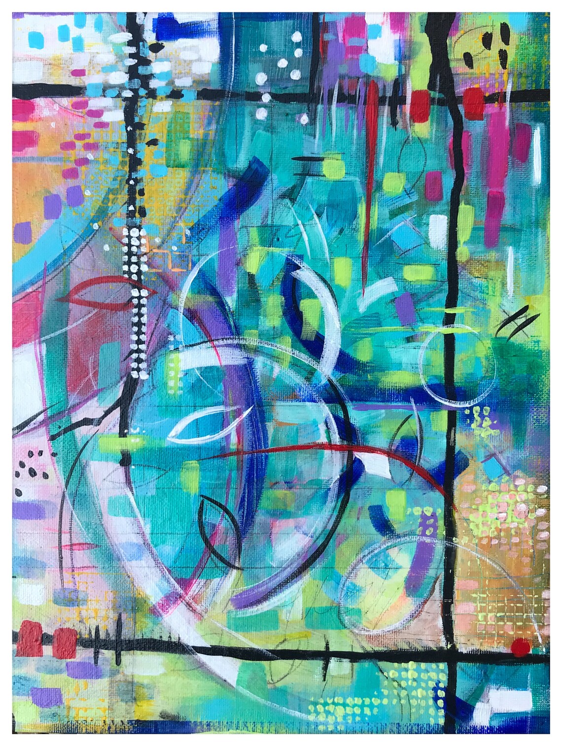 Abstract Painting on Canvas Panel Ready Made Size 9 X Etsy