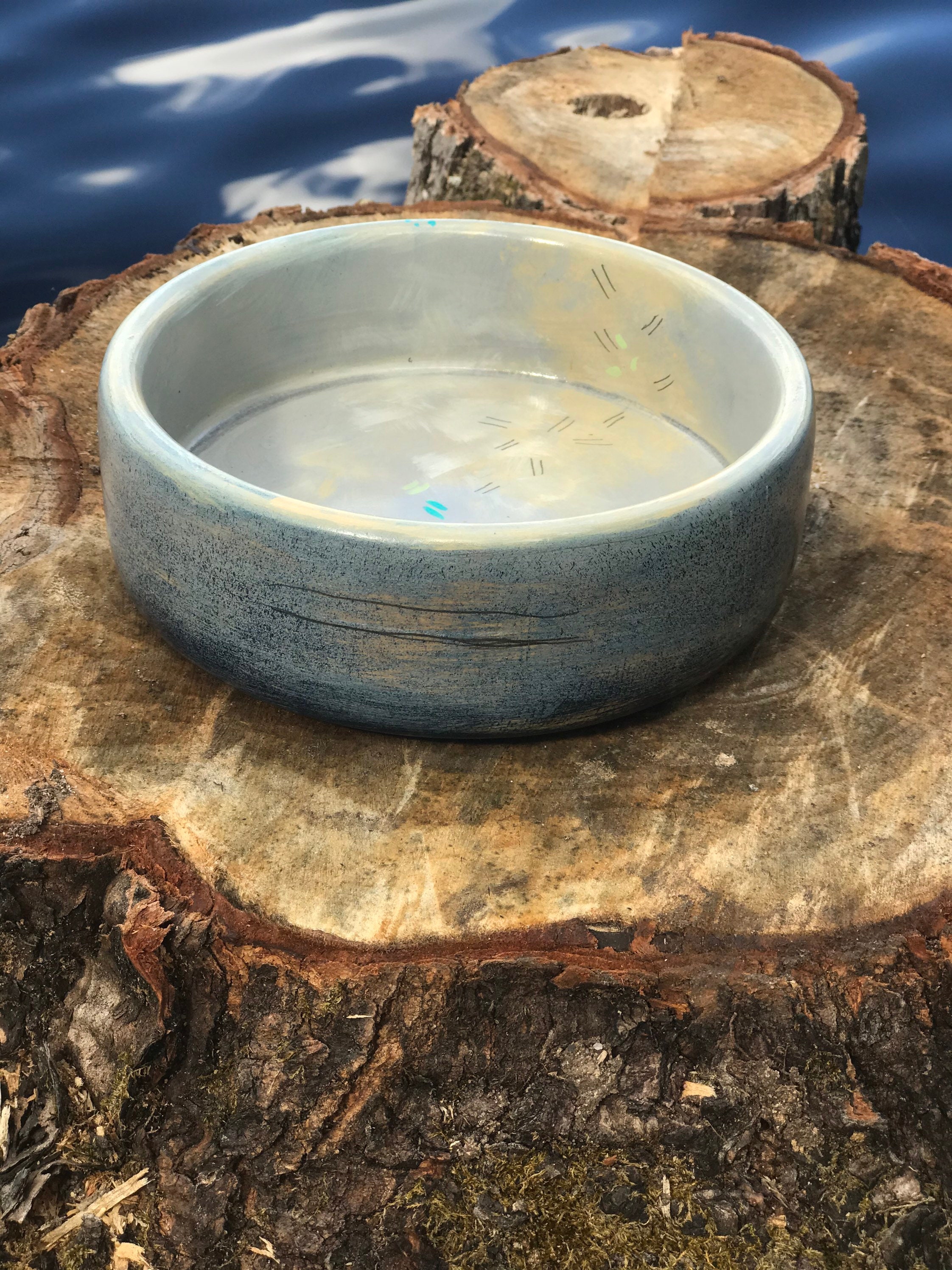 Abstract Painting on Wood Bowl, Wall Art, Decorative Painting, Abstract