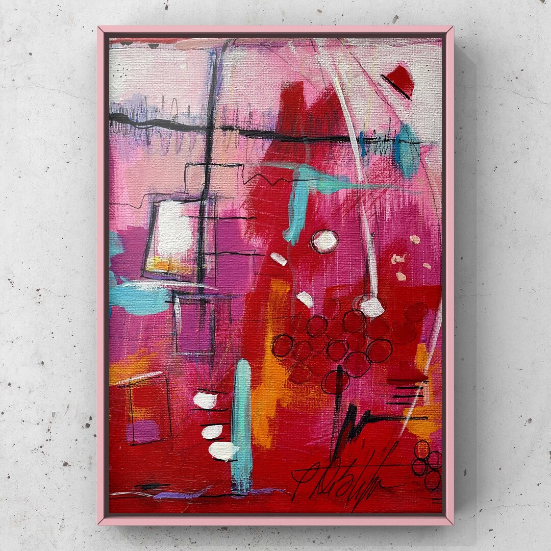 red-and-pink-abstract-painting-modern-acrylic-art-on-canvas-8x10-etsy