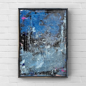 Blue Abstract Painting: Original Acrylic on Canvas Board (11x14)