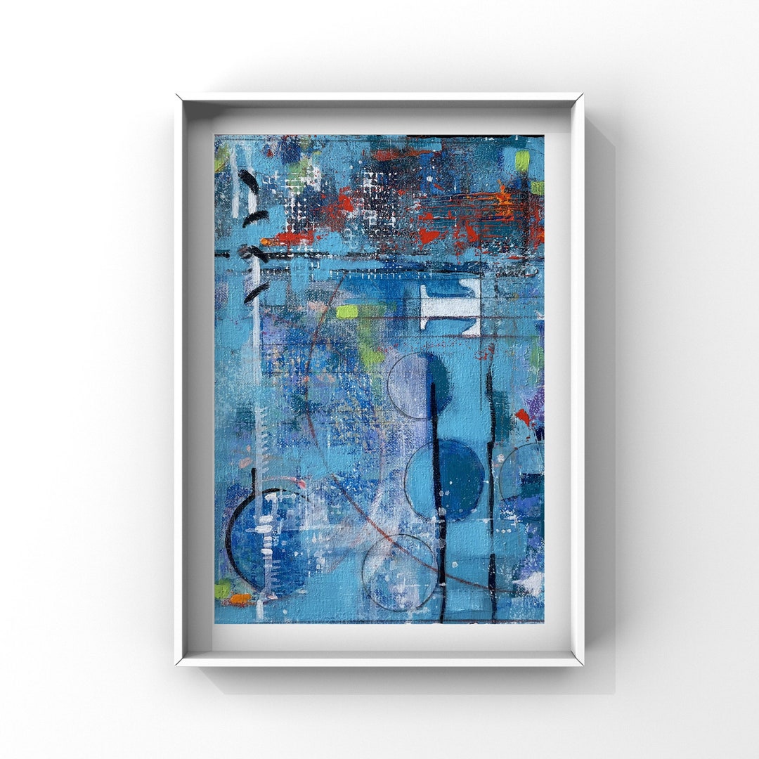 Abstract Blue Geometric Painting Original Painting Abstract Etsy
