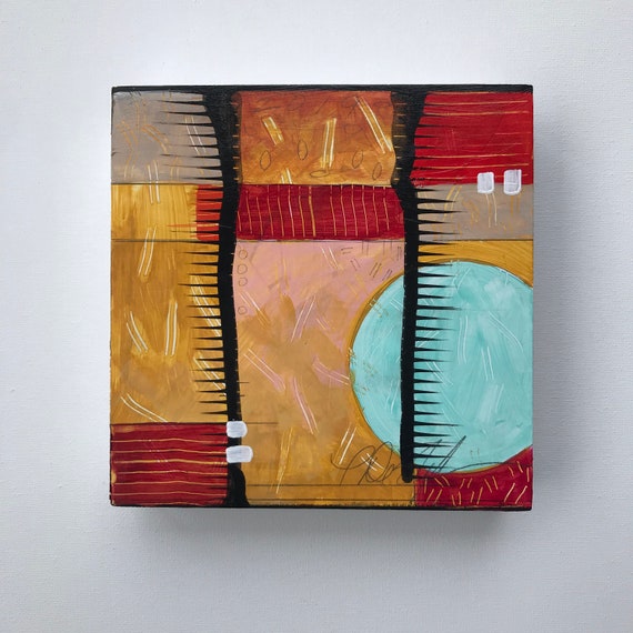 Contemporary Art on Cradle Board Modern Art Geometric Art Etsy