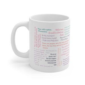Jane Austen Mug Jane Austen Gifts for Bookworms Teachers Librarians Famous Quotes Coffee Mug