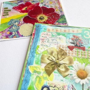 Frühlingsgärten Aufkleber Set, Original Kunstwerk, handgemachte Vinyl Aufkleber, Einzigartige Vintage Collage Kunst für Zeitschriften, Frühlingsblumen Aufkleber Set