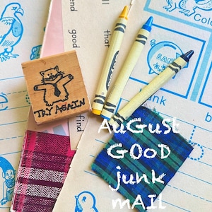 GJM Agosto: Correios Primários e Xadrez 08/01/25, Clube de Cartas Mensais Good Junk Mail, Cartas Manuscritas para Correspondentes, Diário de Coleta de Objetos Efêmeros para Scrapbook