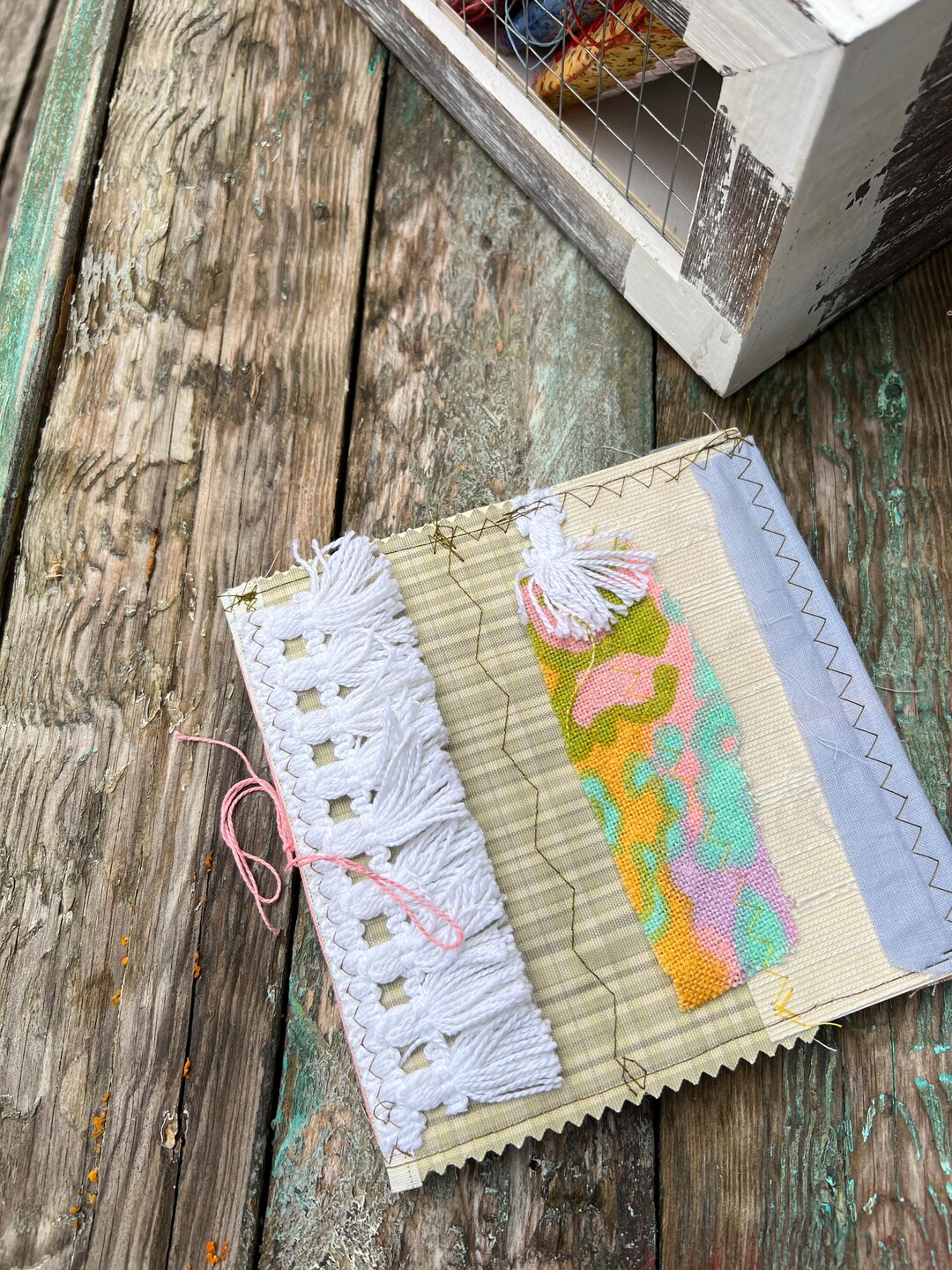 Junk Journal, Upcycled Fabric, Handmade Scrapbook, Vintage Textile Art ...