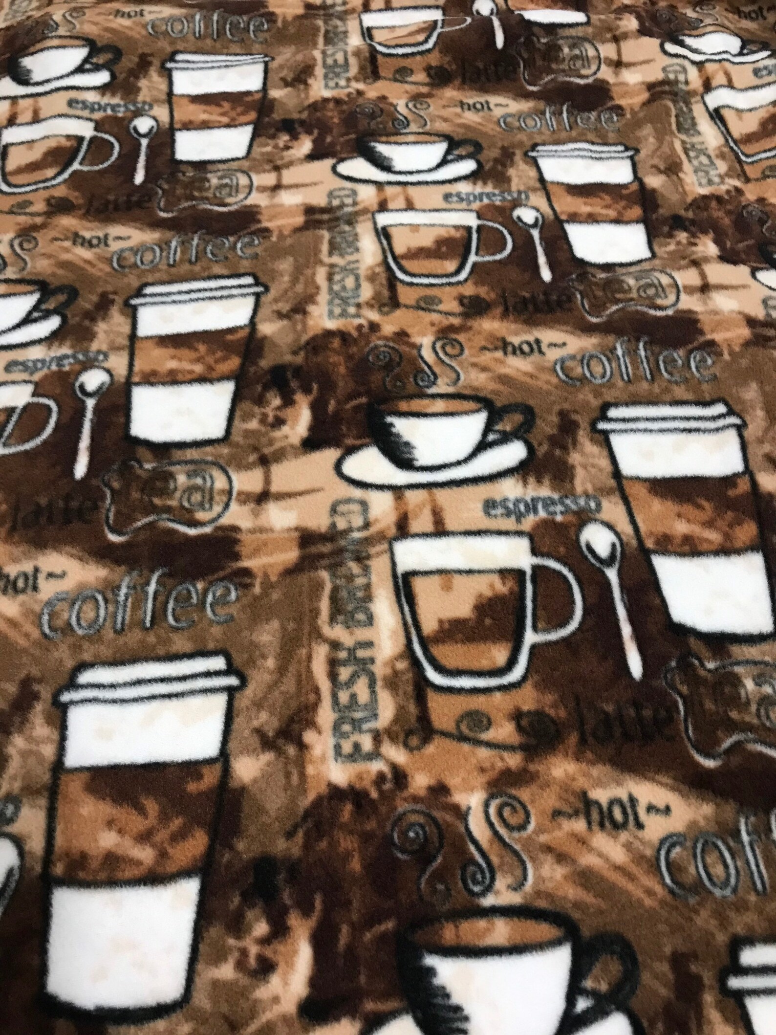 Coffee Fleece Blanket Fleece Coffee Throw Coffee Lover Etsy