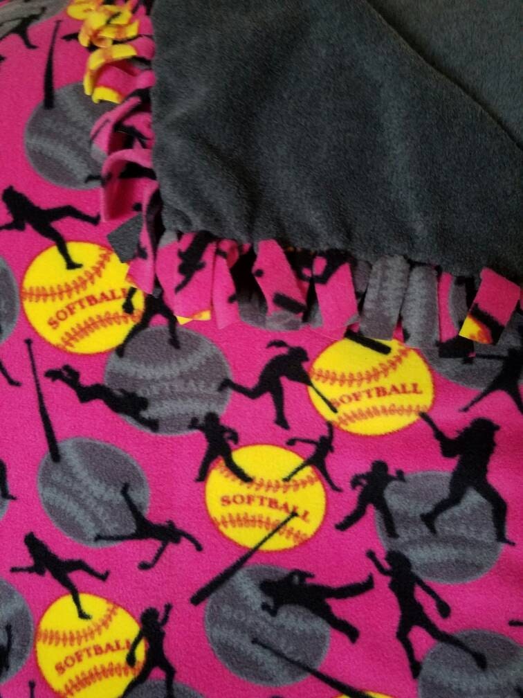 Softball Fleece Throw Softball Fleece Blanket No Sew Etsy