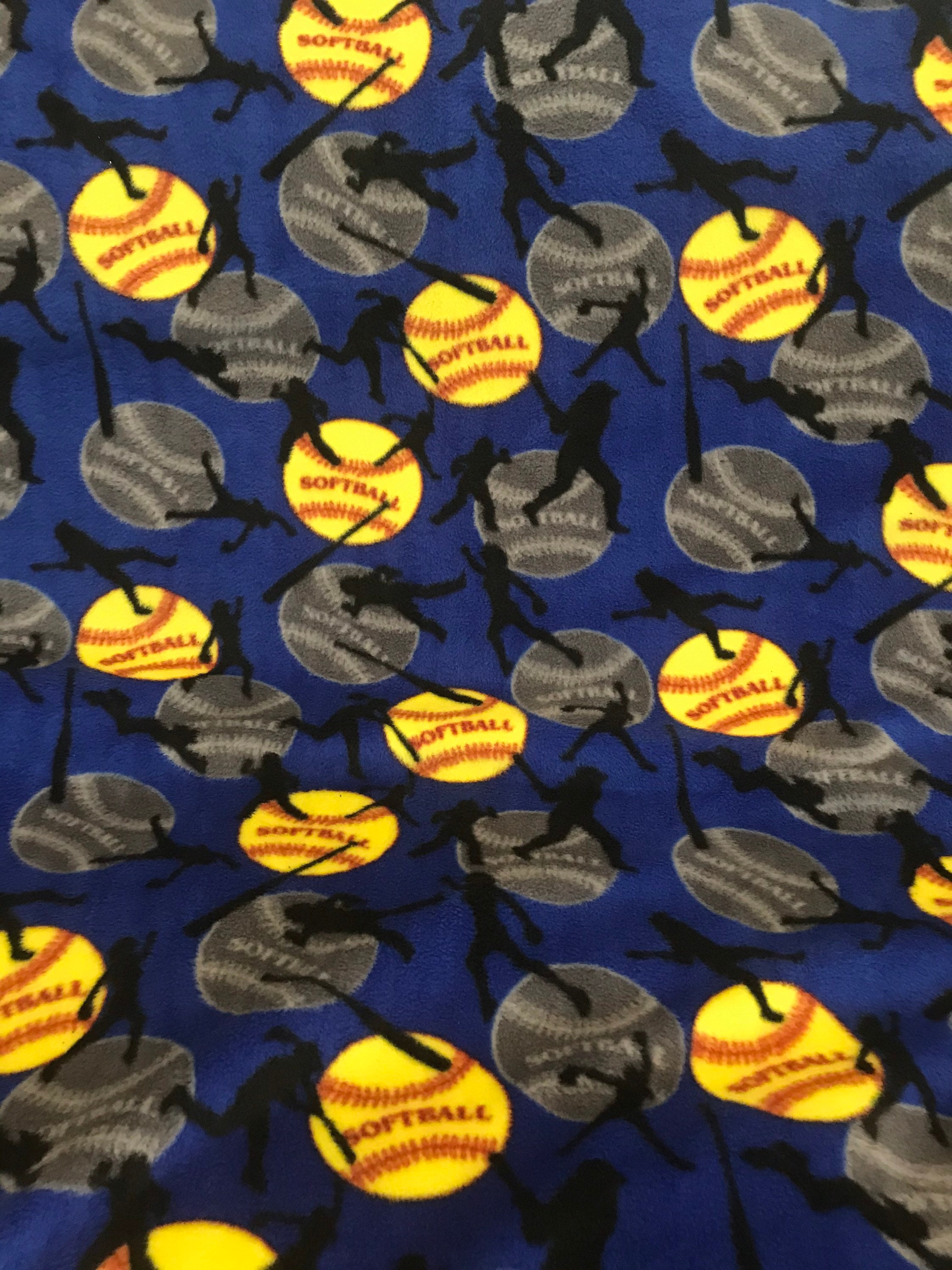 Softball Fleece Blanket Blue Softball Fleece Throw Sports Etsy