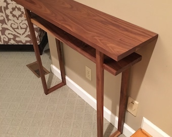 Walnut console entry way table