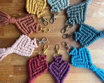 Macrame HEART Keychain // Your Choice of Colored Cord and Choice of Clasp