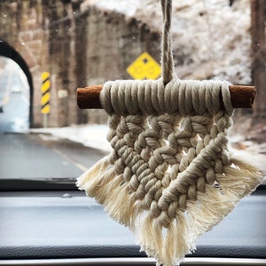 Cinnamon Stick Macrame Tree Ornaments//Effen Wit/Auto Spiegel Diffuser Decoratie