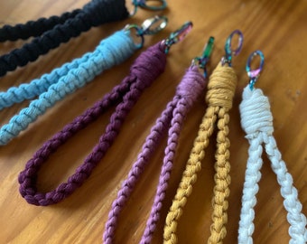 Macrame Wrist Keychain // Your Choice of Colored Cord and Strong Rainbow Clasp