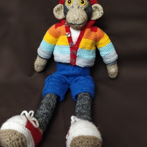 The monkey Louis in hand knitted wool. Wool doll. Knitted doll. Wool doll handmade.