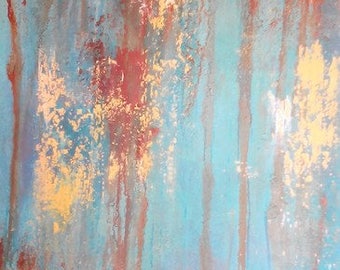 Abstract acrylic painting Rusty Blue 40 x 80 cm art - contemporary art - rusty - decoration - home