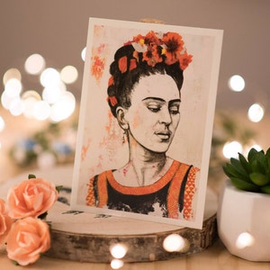 Carte postale Portrait Frida Kahlo - idée cadeau - pour correspondance ou à encadrer - postal - postcard - congratulations