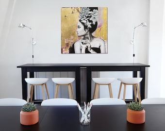 Print on canvas - Kim gold 23.6x23.6 in