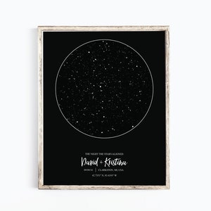 Star map - Star map print - custom star map - star map personalized - star map by date - star map gift - engagement gift - star chart
