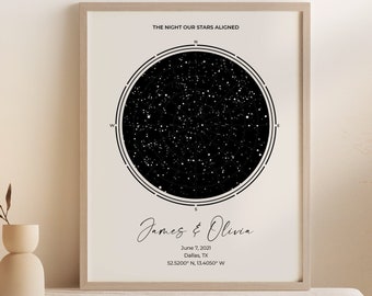 Star Maps for Couples - Star Map by Date - star map - star map wedding gift - night sky - wedding gift - anniversary gift - night sky map
