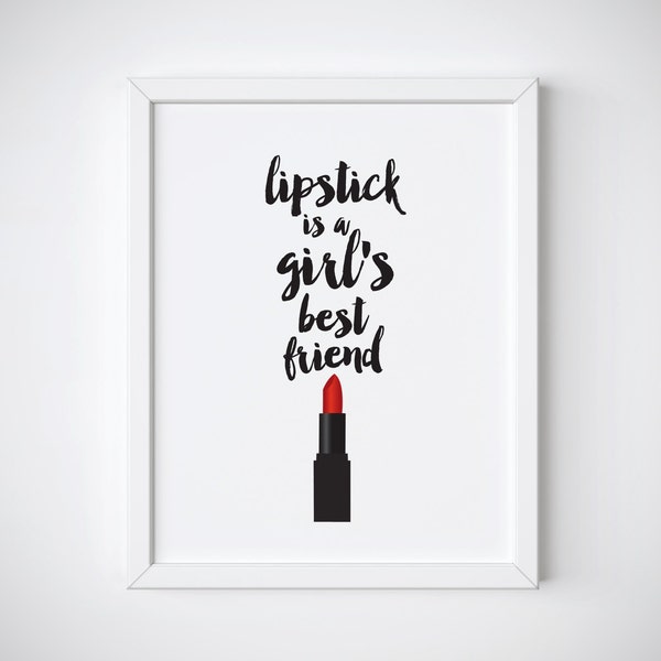 Lipstick Print, Makeup Print, Beauty Print, Wall Decor Makeup Printable, Makeup Quote Print