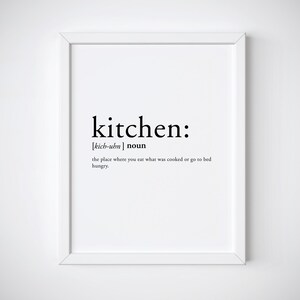 Kitchen definition - kitchen print - dictionary print - kitchen poster - kitchen decor - definition print - quote print