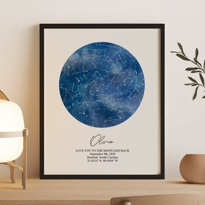 Mappa stellare il giorno in cui sei nato - Poster Night We Met - Regalo di nozze per coppia - Mappa stellare personalizzata - Mappa stellare - Regalo per la festa della mamma