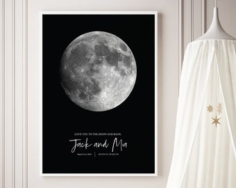 Moon Phase Print - Custom moon phase - night sky print - custom moon print - wedding gift - engagement gifts for couples - personalized gift