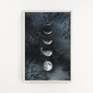 Moon Phases print - moon phases - moon print - moon wall art - lunar phases - moon poster - lunar phases of the moon - cosmic lunar phases