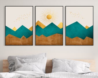 Nordic wall art - mountain wall art - geometric abstract wall art - mountain print - nordic print - abstract mountain print - boho printable