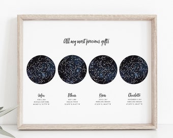 Night sky Poster - custom night sky - constellation map - star chart - engagement gift - gift for mom - custom star map - night sky art