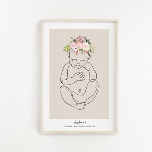 Arte de vivero personalizado - Escala de póster de nacimiento - Arte de nacimiento personalizado - Nombre del bebé imprimible - regalo para mamá - regalo del día de las madres - arte de vivero