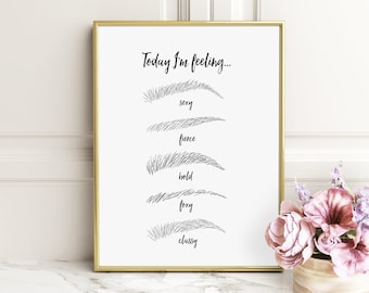 Makeup Wall Art - Makeup Print - Eyebrow Print - Beauty Print - Makeup - black and white prints - makeup artist gift - makeup decor